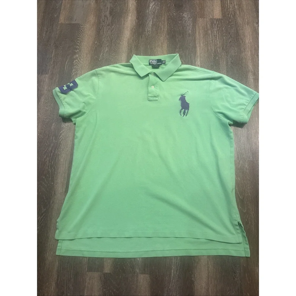 Polo Ralph Lauren Men's XXL Custom Fit Big Purple Pony , 3 Green  Rugby Shirt